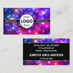 Logo Sjabloon Galaxy Stars Magic Sparkle Bright Visitekaartje