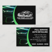 Logo Sjabloon Groene Auto Service Auto Detailing Visitekaartje (Voorkant / Achterkant)
