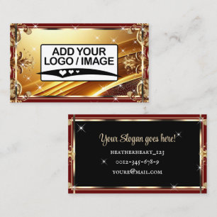 Logo sjabloon luxe chic zwart goud wijnrood visitekaartje