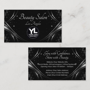 Logo Sjabloon Silver Mandala Luxury Flourish Stars Visitekaartje
