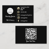 Logo Sociale media Gold QR-code Gold Black Visitekaartje (Voorkant / Achterkant)
