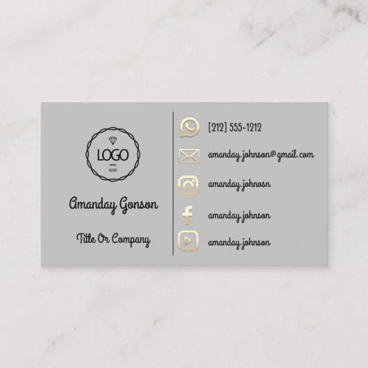 Logo sociale media Gold QR-code Gold YouTubes Visitekaartje (Voorkant)