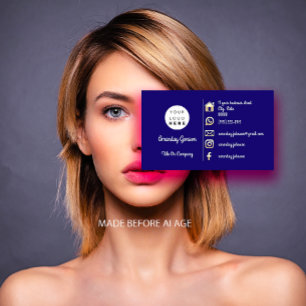 Logo Sociale media Gold QR Code Navy Visitekaartje