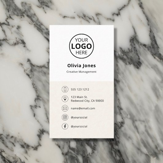 Logo sociale media minimalistisch beige visitekaartje