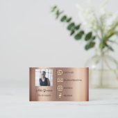 Logo Sociale media QR Code Foto Roos Gold Visitekaartje (Staand voorkant)