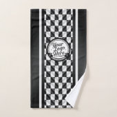 Logo Sport Noir et Blanc Damier de Course (Serviette à main)