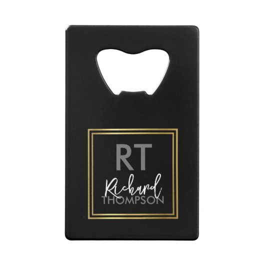 Logo Square Monogram Black Kredietkaart Flessenopener (Voorkant)