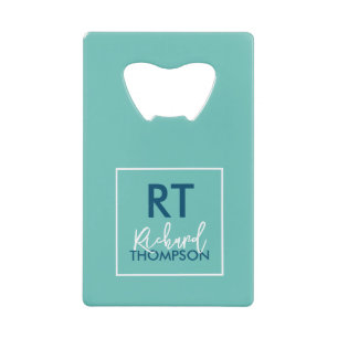 Logo Square Monogram Light Blue Kredietkaart Flessenopener