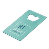 Logo Square Monogram Light Blue Kredietkaart Flessenopener (Voorkant Gekanteld)