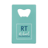 Logo Square Monogram Light Blue Kredietkaart Flessenopener (Achterkant)