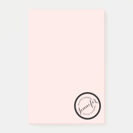 Logo Stempel Makeup en Roze Post-it® Notes (Voorkant)