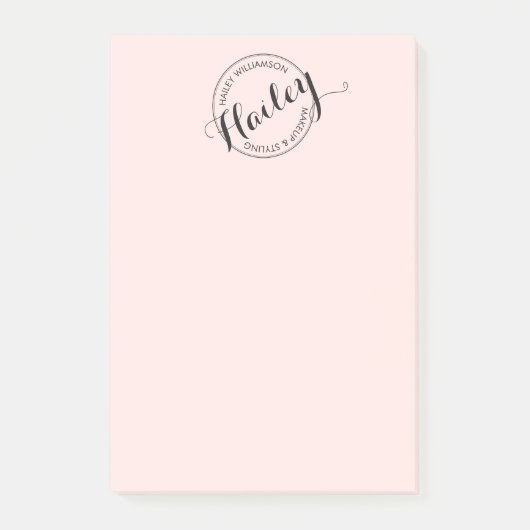  Logo Stempel Makeup en Roze Post-it® Notes (Voorkant)