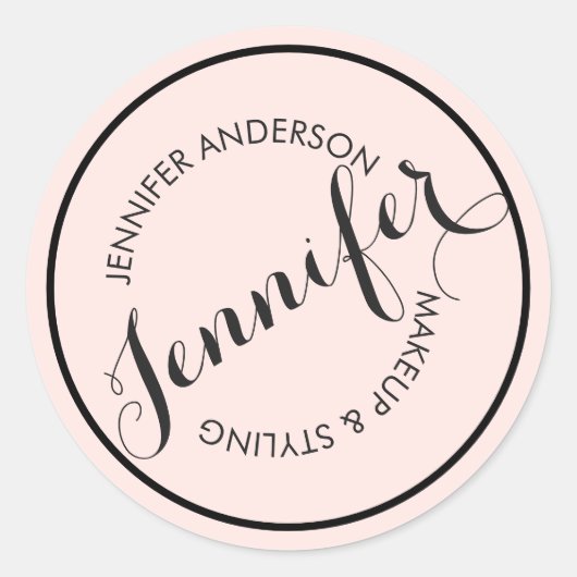  Logo Stempel Makeup en Roze Ronde Sticker (Voorkant)