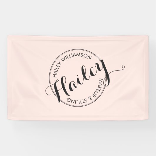  Logo Stempel Makeup en Roze Spandoek (Horizontaal)