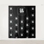 Logo Step en Repeat Zwart Photobooth Achtergrond Wandkleed (Voorkant)