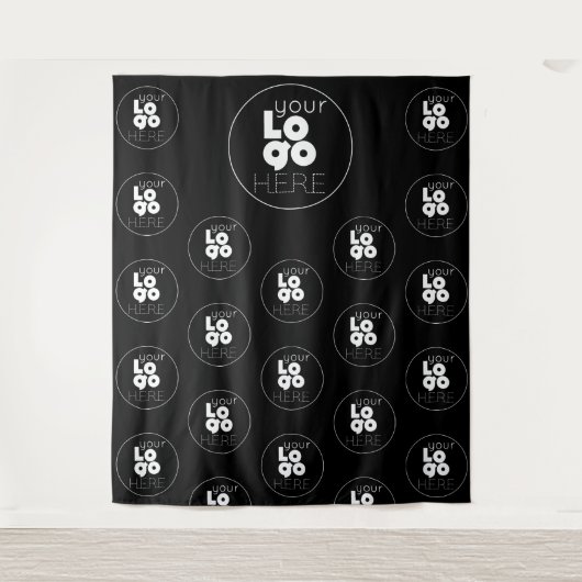 Logo Step en Repeat Zwarte Photobooth Achtergrond Wandkleed (Voorkant)