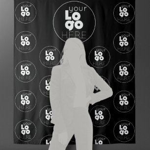 Logo Step en Repeat Zwarte Photobooth Achtergrond Wandkleed