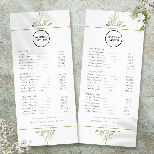 Logo sur mesure Green 2 Side Service Menu