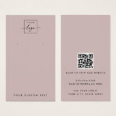 Logo taupe rose clair QR carte d'affichage d'oreil (Devant & derrière)