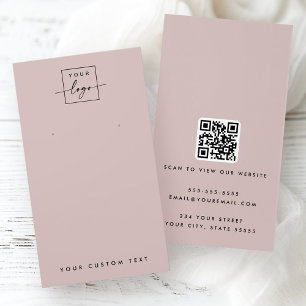 Logo taupe rose clair QR carte d'affichage d'oreil