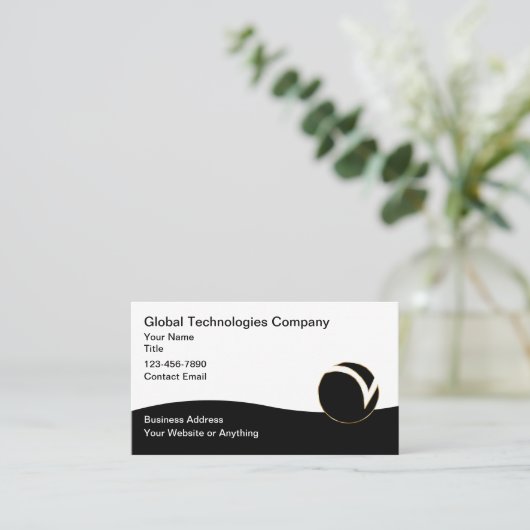 Logo technologique Carte de visite unique (Debout devant)