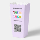 Logo-tekst en QR-code popcornboxsjabloon Bedankdoosjes (Voorkant)