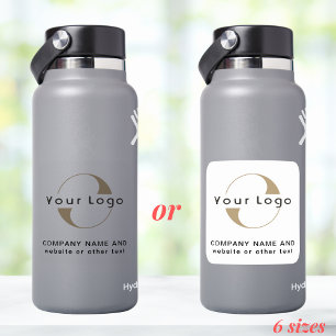 Logo + Tekst op Vinyl Square, Business Water Fles Sticker
