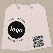 Logo Tekst QR Code Blush Pink Business Prijs of Cadeaulabel