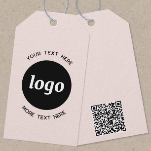 Logo Tekst QR Code Blush Pink Business Prijs of Cadeaulabel