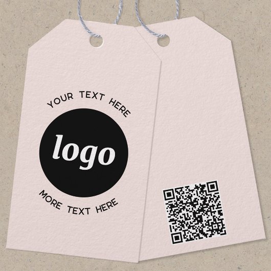 Logo Tekst QR Code Blush Pink Business Prijs of Cadeaulabel