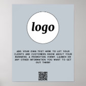 Logo Tekst QR Code Promotie Zakelijk Poeder Blauw Poster (Voorkant)