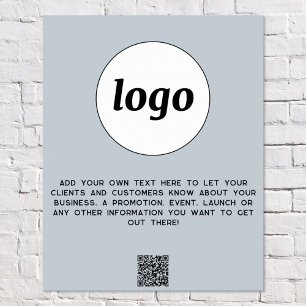 Logo Tekst QR Code Promotie Zakelijk Poeder Blauw Poster