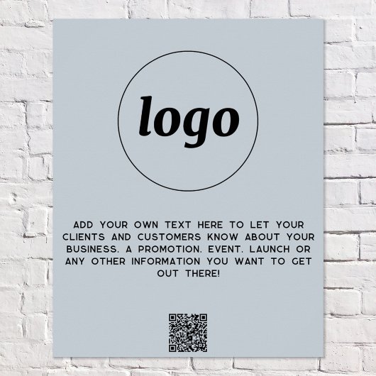 Logo Tekst QR Code Promotie Zakelijk Poeder Blauw Poster