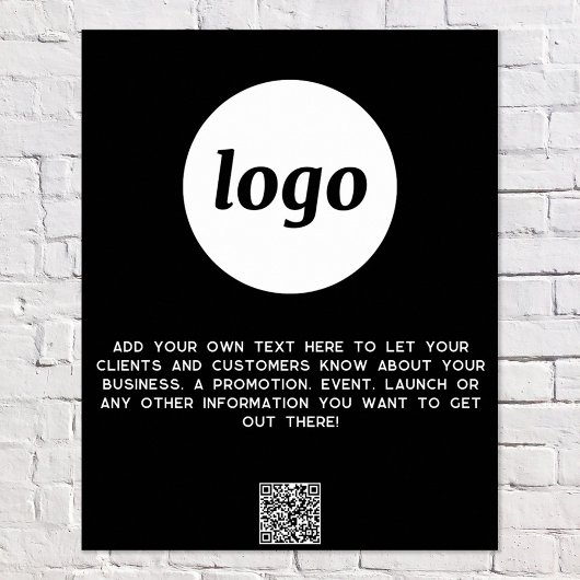 Logo Tekst QR Code Promotie Zakelijk Zwart Poster