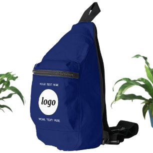 Logo Text Business Promotional Branding Navy Blue Sling Bag