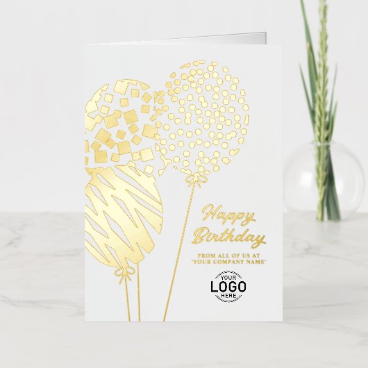 Logo Three Playful Balloons Business Birthday Folie Feestdagenkaart (Voorkant)