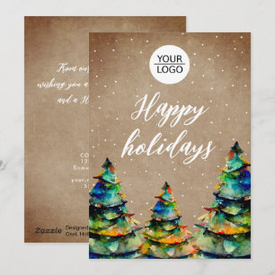 Logo toevoegen Aangepaste tekst Kerstboom Klant Feestdagenkaart