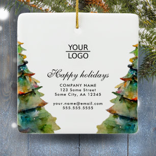 Logo toevoegen Aangepaste tekst Kerstboom Promotie Keramisch Ornament