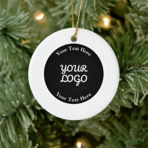 Logo toevoegen bewerkbaar zwart witte rand keramisch ornament