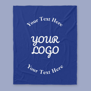 Logo toevoegen donker marineblauw en wit met rand fleece deken