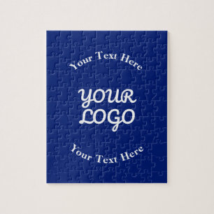 Logo toevoegen donker marineblauw en wit met rand legpuzzel