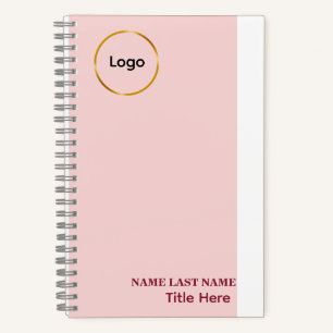 Logo Toevoegen Eenvoudige Blush Roze  Naam Titel Notitieboek