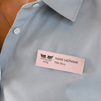 Logo Toevoegen Eenvoudige Blush Roze Pastel Licht Naambadge