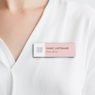 Logo Toevoegen Eenvoudige Roze Pastel Lichte Naam Naambadge