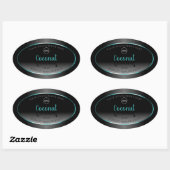 Logo Turquoise de Étiquettes de luxe Black White (Feuille)
