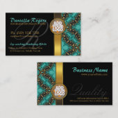 Logo + turquoise or et noir Cartes de visite de mo (Devant / Derrière)