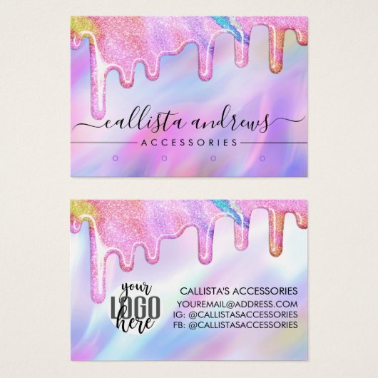 Logo Unicorn Holographic Parties scintillant Drive (Devant & derrière)