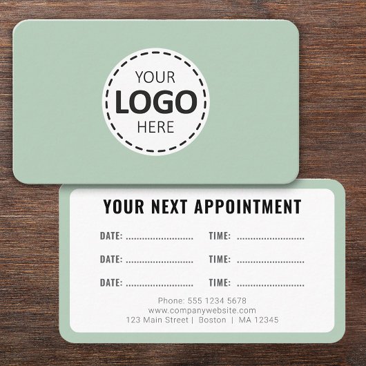 Logo Upload Modern Simple Appointment Olive Green Visitekaartje