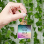 Logo uploaden | Kleurrijke veranderende gradiëntkl Sleutelhanger (Hand)