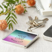 Logo uploaden | Kleurrijke veranderende gradiëntkl Sleutelhanger (Zijkant)